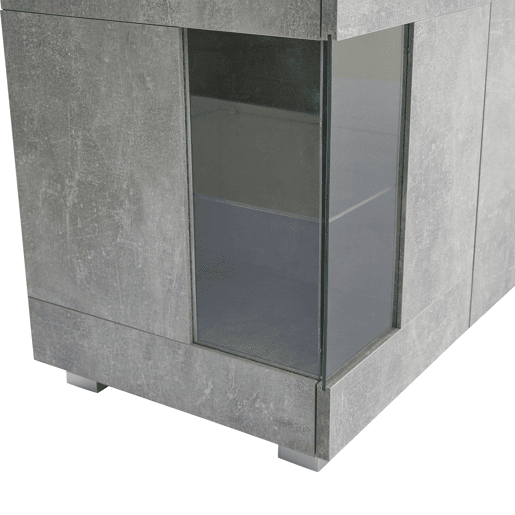 Mesa auxiliar 140x40x70cm - Aparador de alto brilho com luz LED, 3 compartimentos, vidro temperado - Cinza cimento