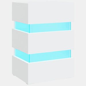Mesa De Cabeceira - Mesinha De Cabeceira c luzes LED derivados de madeira branco