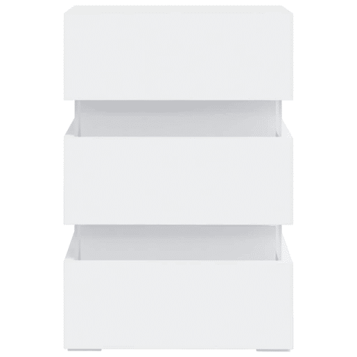 Mesa De Cabeceira - Mesinha De Cabeceira c luzes LED derivados de madeira branco