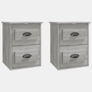 Lote de 2 Mesas De Cabeceira De Parede Mesinhas De Cabeceira - 41,5x36x53 cm cinzento sonoma