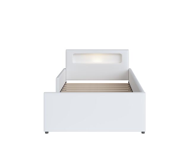 Cama infantil 90x200 cm - con luz nocturna y puerto usb, con compartimentos de almacenamiento, laterales elevados para seguridad, cama individual