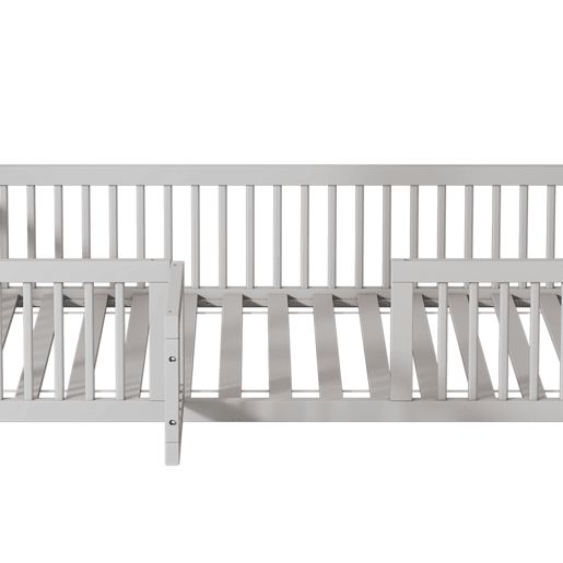 Cama de madeira maciça 90x200 cm - Cama de casal, cama plana, cama de casa, cama de casa com porta - Branca