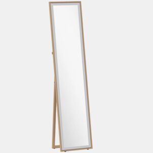 HOMCOM Espelho de Pé 157x37 cm com Moldura em MDF Espelho de Parede Retangular para Pendurar com Suporte 2 Formas de Utilização para Sala de Estar Entrada e Quarto Madeira e Prata