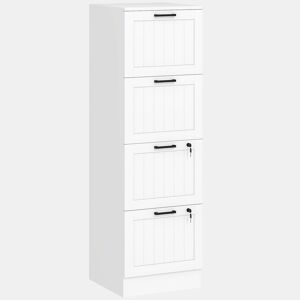 HOMCOM Arquivador para Escritório Móvel Arquivador com 4 Gavetas para Escritório com Fechaduras Gavetas Suspensas para A4 40x40x131 cm Branco