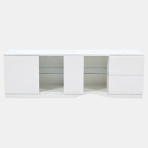Móvel de TV 160x40x52 cm - Kommode Hochglanz com LED - Branco