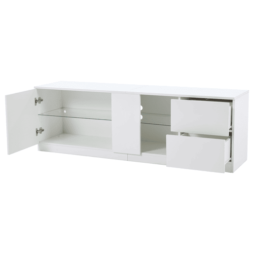 Móvel de TV 160x40x52 cm - Kommode Hochglanz com LED - Branco