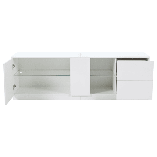 Móvel de TV 160x40x52 cm - Kommode Hochglanz com LED - Branco
