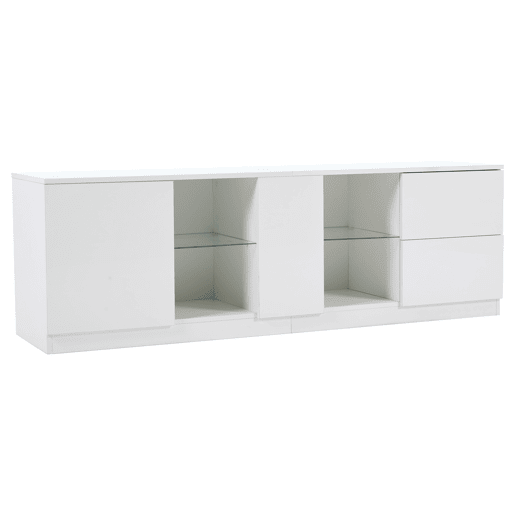 Móvel de TV 160x40x52 cm - Kommode Hochglanz com LED - Branco