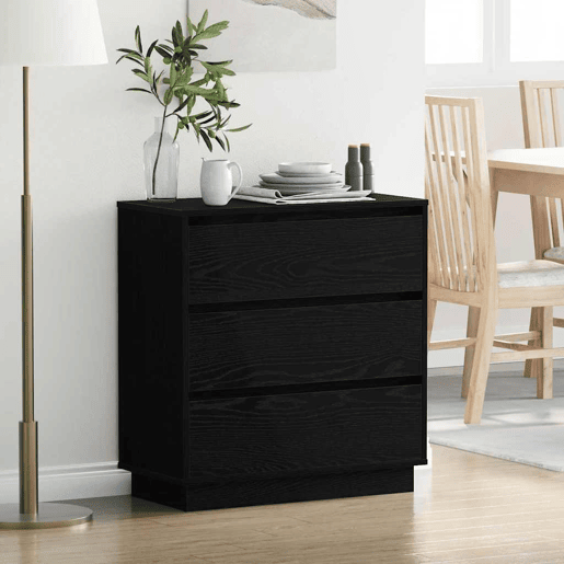 Mesa De Cabeceira - Mesinha De Cabeceira Preto 71 x 34,5 x 75 cm Madeira processada