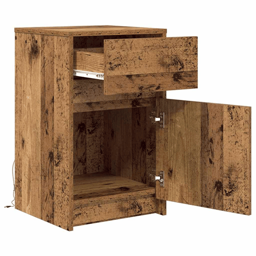 Mesa De Cabeceira Mesinha De Cabeceira - LED com gaveta Madeira antiga 38 x 34 x 61 cm