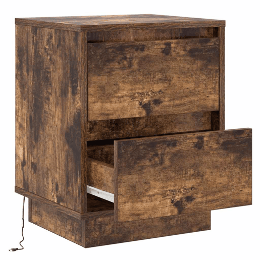 Mesa De Cabeceira - Mesinha De Cabeceira com Carvalho Defumado 39 x 34,5 x 50 cm