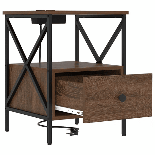 Mesa De Cabeceira - Mesinha De Cabeceira Carvalho castanho 41.5 x 40.5 x 55 cm