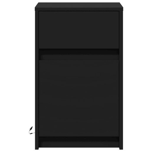 Mesa De Cabeceira - Mesinha De Cabeceira com luzes LED derivados de madeira preto