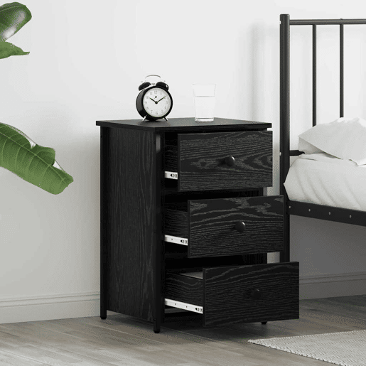 Mesa De Cabeceira - Mesinha De Cabeceira com gaveta Carvalho preto 40 x 36 x 60 cm