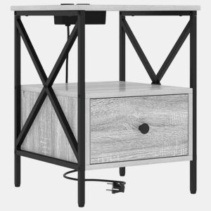 Mesa De Cabeceira - Mesinha De Cabeceira Sonoma cinzento 41.5 x 40.5 x 55 cm
