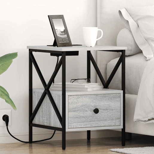 Mesa De Cabeceira - Mesinha De Cabeceira Sonoma cinzento 41.5 x 40.5 x 55 cm