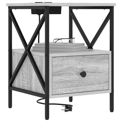 Mesa De Cabeceira - Mesinha De Cabeceira Sonoma cinzento 41.5 x 40.5 x 55 cm