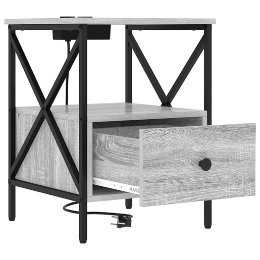 Mesa De Cabeceira - Mesinha De Cabeceira Sonoma cinzento 41.5 x 40.5 x 55 cm