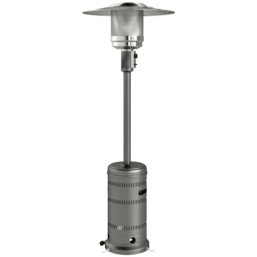 Outsunny Aquecedor a Gás Butano 13 KW Aquecedor de Exterior a Gás Portátil com Temperatura Ajustável Proteção Contra Tombos Ignição Piezoelétrica e Rodas Adequado para Butano e Propano 82x82x222 cm Cinzento