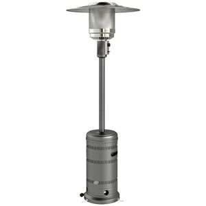 Outsunny Aquecedor a Gás Butano 13 KW Aquecedor de Exterior a Gás Portátil com Temperatura Ajustável Proteção Contra Tombos Ignição Piezoelétrica e Rodas Adequado para Butano e Propano 82x82x222 cm Cinzento