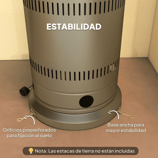 Outsunny Aquecedor a Gás Butano 13 KW Aquecedor de Exterior a Gás Portátil com Temperatura Ajustável Proteção Contra Tombos Ignição Piezoelétrica e Rodas Adequado para Butano e Propano 82x82x222 cm Cinzento