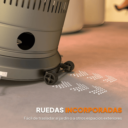 Outsunny Aquecedor a Gás Butano 13 KW Aquecedor de Exterior a Gás Portátil com Temperatura Ajustável Proteção Contra Tombos Ignição Piezoelétrica e Rodas Adequado para Butano e Propano 82x82x222 cm Cinzento