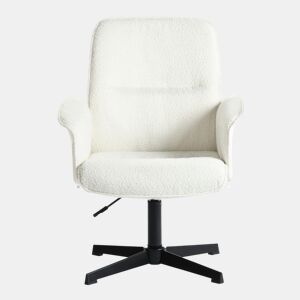 Poltrona Relax Giratória Estofada Em Tecido Bouclé Bege Com Assento Acolchoado, Encosto Ergonômico E Altura Ajustável, Design Moderno E Elegante Ideal Para Sala De Estar, Quarto Ou Espaço De Leitura