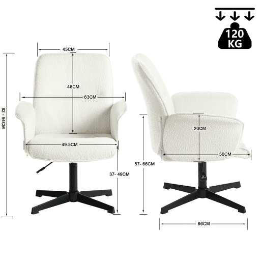 Poltrona Relax Giratória Estofada Em Tecido Bouclé Bege Com Assento Acolchoado, Encosto Ergonômico E Altura Ajustável, Design Moderno E Elegante Ideal Para Sala De Estar, Quarto Ou Espaço De Leitura