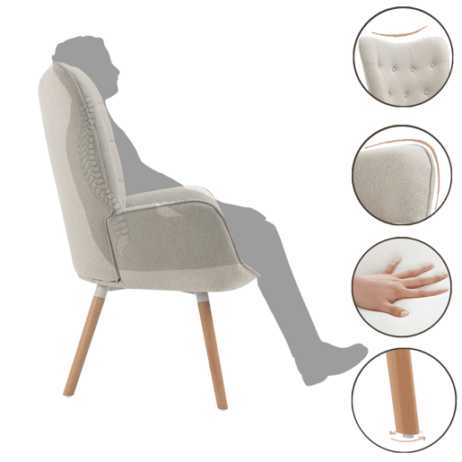 Poltrona Relax Estofada Bege com Pés de Madeira Natural, Design Escandinavo com Encosto Alto e Assento Acolchoado, Ideal para Sala de Estar, Quarto ou Espaço de Leitura Poltrona Relax Estofada Bege com Pés de Madeira Natural, Design Escandinavo com Encosto Alto e Assento Acolchoado, Ideal para Sala de Estar, Quarto ou Espaço de Leitura