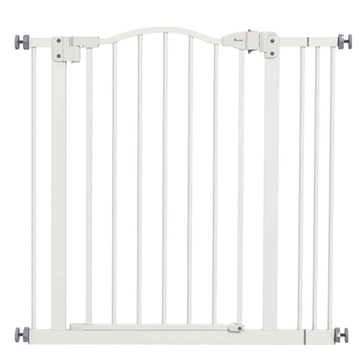 PawHut Barreira de Segurança Extensível para Cães 74-87 cm, para Portas e Escadas, com Extensão de 7 cm, Montagem por Pressão e Duplo Fecho, Branco