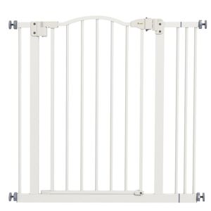 PawHut Barreira de Segurança Extensível para Cães 74-87 cm, para Portas e Escadas, com Extensão de 7 cm, Montagem por Pressão e Duplo Fecho, Branco