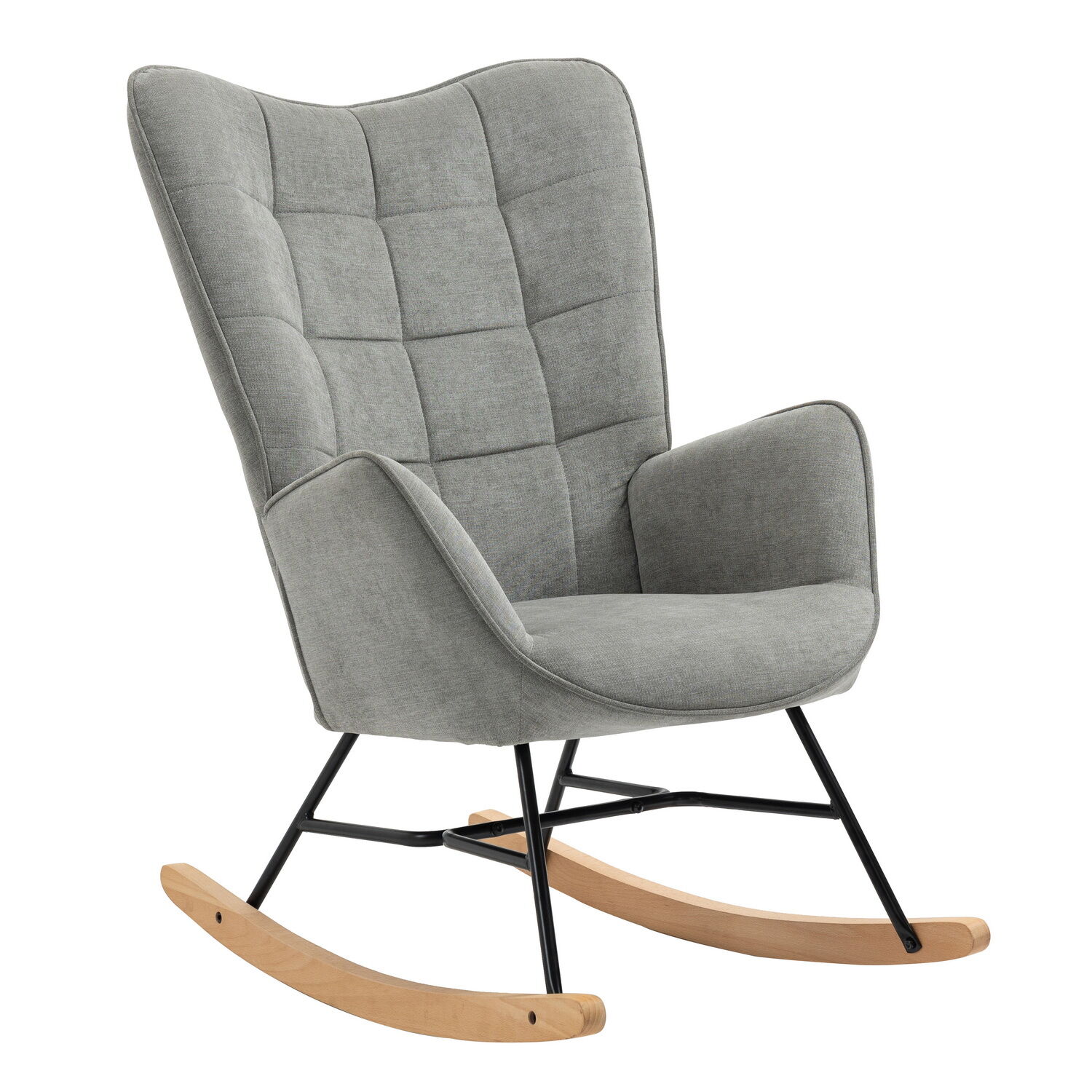 MEUBLES COSY Sillón Mecedora Acolchado De Estilo Moderno Gris