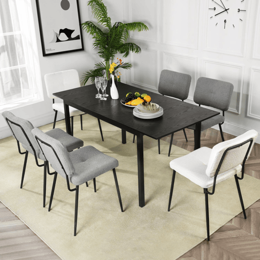 Mesa De Jantar Extensível Retangular Em Madeira Cor Preta Com Pés Metálicos Resistentes, Estilo Moderno E Funcional Para 4 A 6 Pessoas, Perfeita Para Cozinha, Sala De Estar Ou Sala De Jantar