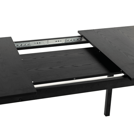 Mesa De Jantar Extensível Retangular Em Madeira Cor Preta Com Pés Metálicos Resistentes, Estilo Moderno E Funcional Para 4 A 6 Pessoas, Perfeita Para Cozinha, Sala De Estar Ou Sala De Jantar