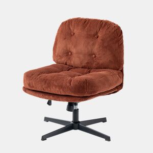 Cadeira Giratória De Estilo Moderno Com Encosto Estofado Em Tecido De Veludo Cotelê Marrom, Altura Ajustável E Base Metálica Preta, Perfeita Para Sala, Quarto Ou Escritório, Ideal Como Cadeira De Escritório Ou De Descanso