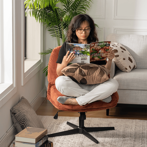 Cadeira Giratória De Estilo Moderno Com Encosto Estofado Em Tecido De Veludo Cotelê Marrom, Altura Ajustável E Base Metálica Preta, Perfeita Para Sala, Quarto Ou Escritório, Ideal Como Cadeira De Escritório Ou De Descanso