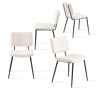 Conjunto De 4 Cadeiras De Jantar Estofadas Em Tecido Bouclé Bege Com Pés Metálicos Pretos, Estilo Moderno E Minimalista, Confortáveis E Resistentes Para Sala, Cozinha Ou Sala De Jantar, Assento Acolchoado E Encosto Ergonômico