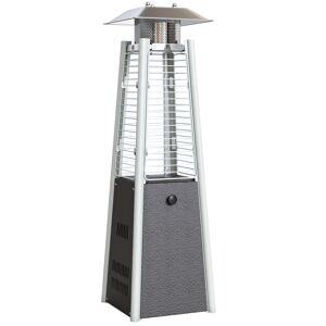 Outsunny Aquecedor a Gás Butano 3 KW Aquecedor de Exterior a Gás Portátil com Temperatura Ajustável Proteção contra Tombos Ignição por Pressão Adequado para Butano e Propano 23x23x89 cm Prata e Bronze