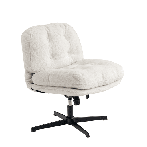 Cadeira De Escritório Giratória Ergonômica Com Encosto Acolchoado E Assento Macio Em Tecido Branco, Estilo Moderno Confortável Para Escritório Ou Home Office, Ideal Para Trabalho Diário