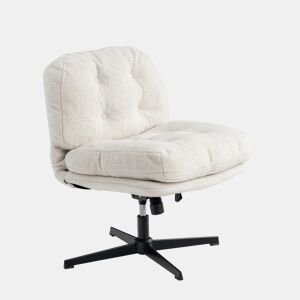Cadeira De Escritório Giratória Ergonômica Com Encosto Acolchoado E Assento Macio Em Tecido Branco, Estilo Moderno Confortável Para Escritório Ou Home Office, Ideal Para Trabalho Diário