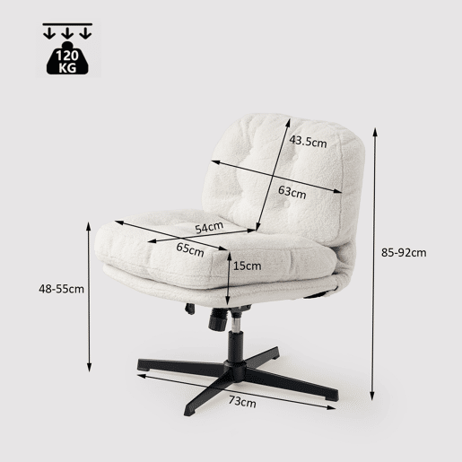 Cadeira De Escritório Giratória Ergonômica Com Encosto Acolchoado E Assento Macio Em Tecido Branco, Estilo Moderno Confortável Para Escritório Ou Home Office, Ideal Para Trabalho Diário