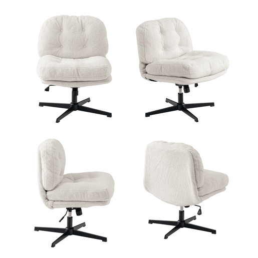 Cadeira De Escritório Giratória Ergonômica Com Encosto Acolchoado E Assento Macio Em Tecido Branco, Estilo Moderno Confortável Para Escritório Ou Home Office, Ideal Para Trabalho Diário