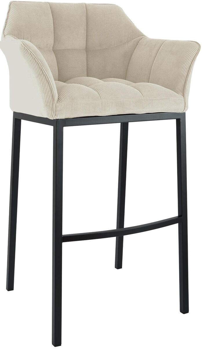 Taburete de bar damaso cord con estructura de cuatro patas metal crema 48x64x110 cm