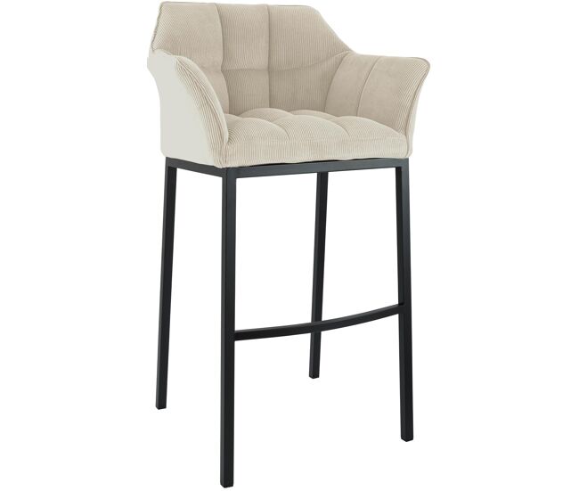 Taburete de bar damaso cord con estructura de cuatro patas metal crema 48x64x110 cm