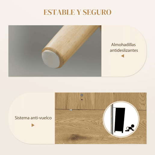 HOMCOM Aparador para Sala de Estar com 3 Portas em Vime Aparador Estilo Boémio, com Prateleiras Ajustáveis para Cozinha Entrada Quarto 120x40x75 cm Madeira