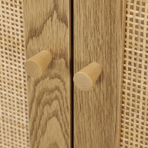HOMCOM Aparador para Sala de Estar com 3 Portas em Vime Aparador Estilo Boémio, com Prateleiras Ajustáveis para Cozinha Entrada Quarto 120x40x75 cm Madeira