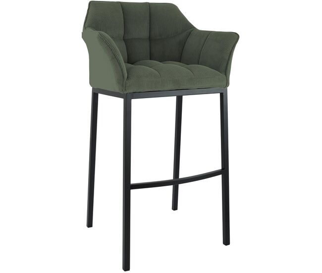 Taburete de bar damaso cord con estructura de cuatro patas metal verde 48x64x110 cm