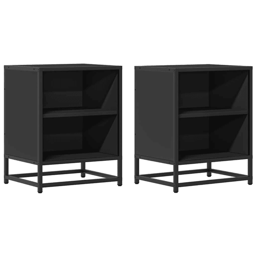 Lote de 2 Mesas De Cabeceira - Mesinhas De Cabeceira 40x31x50 cm madeira e metal preto