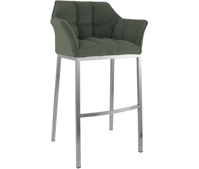 Taburete de bar damaso cord con estructura de cuatro patas metal verde 48x64x110 cm