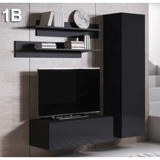 Móvel de sala Sala de estar e jantar Preto 150x40x165 2 portas Luke 1 Muebles Bonitos